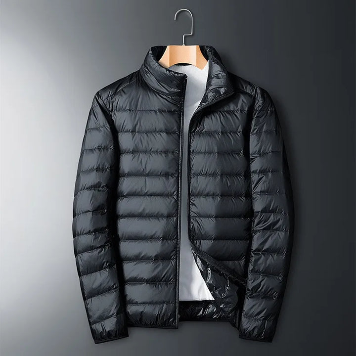 Men's Down Jacket with Shiny Finish for Winter