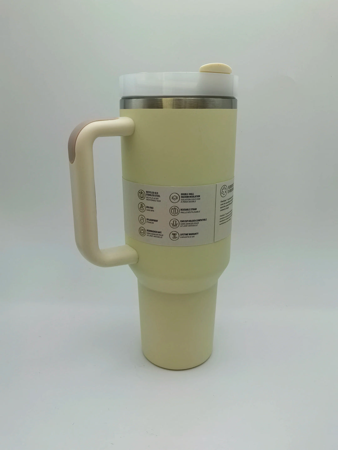 Insulated stainless steel drinking cup with handle &amp; lid