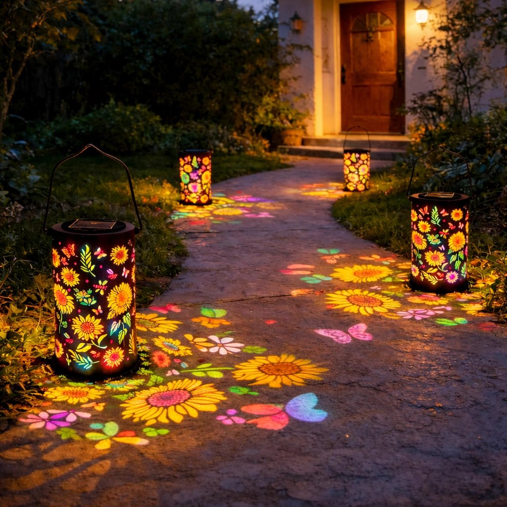 Solar Gartenlaterne Aus Metall Mit Lichtprojektion