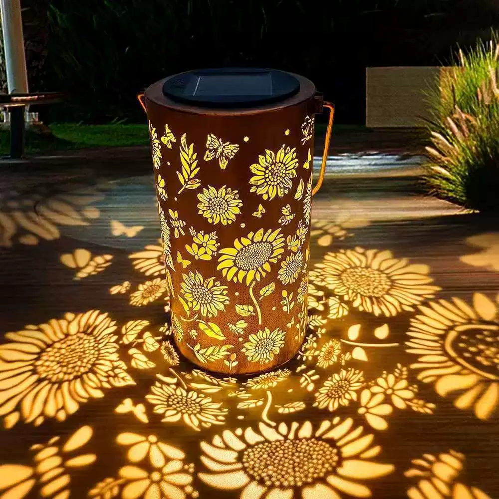 Solar Gartenlaterne Aus Metall Mit Lichtprojektion