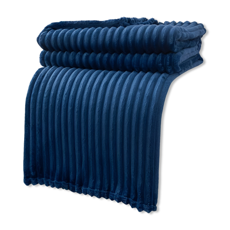 Striped fleece blanket – Thick plaid with ribbed texture for all seasons