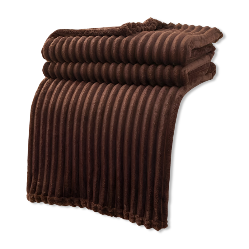 Striped fleece blanket – Thick plaid with ribbed texture for all seasons
