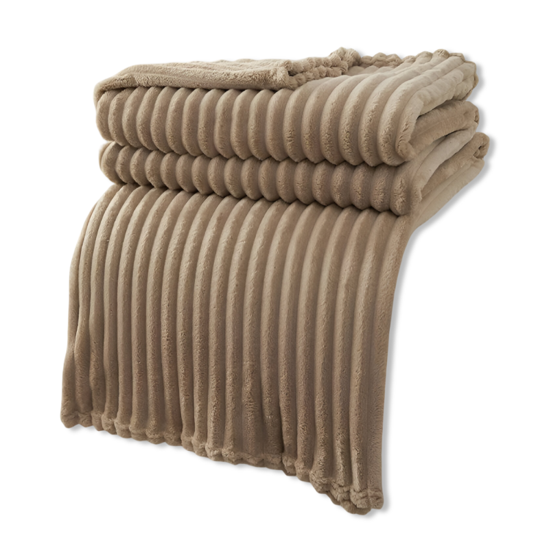 Striped fleece blanket – Thick plaid with ribbed texture for all seasons