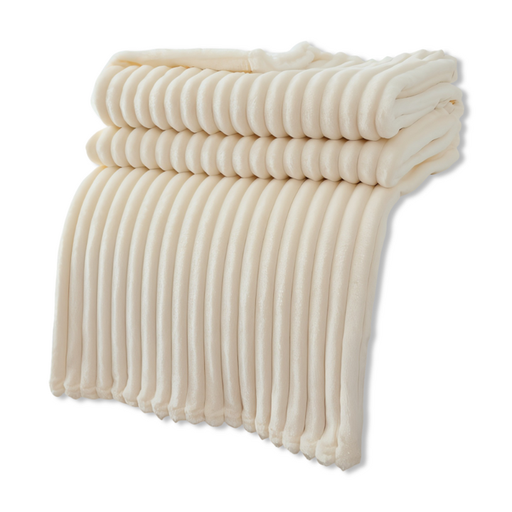 Striped fleece blanket – Thick plaid with ribbed texture for all seasons