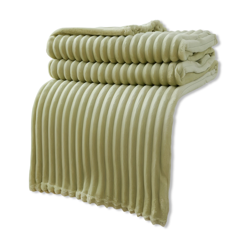 Striped fleece blanket – Thick plaid with ribbed texture for all seasons