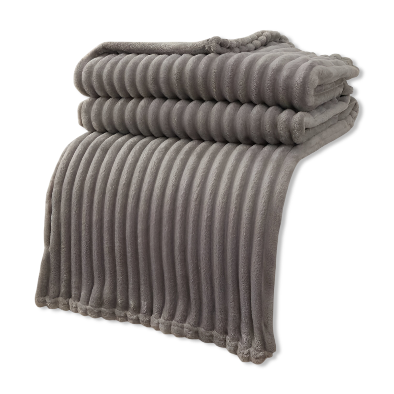 Striped fleece blanket – Thick plaid with ribbed texture for all seasons