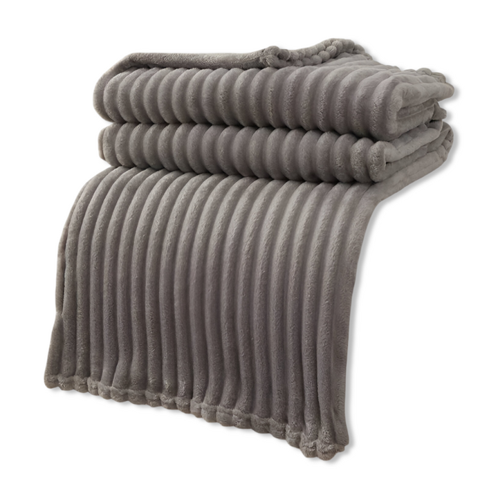 Striped fleece blanket – Thick plaid with ribbed texture for all seasons