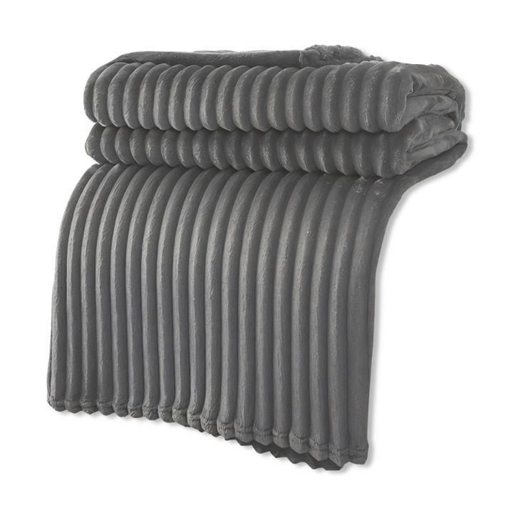 Striped fleece blanket – Thick plaid with ribbed texture for all seasons