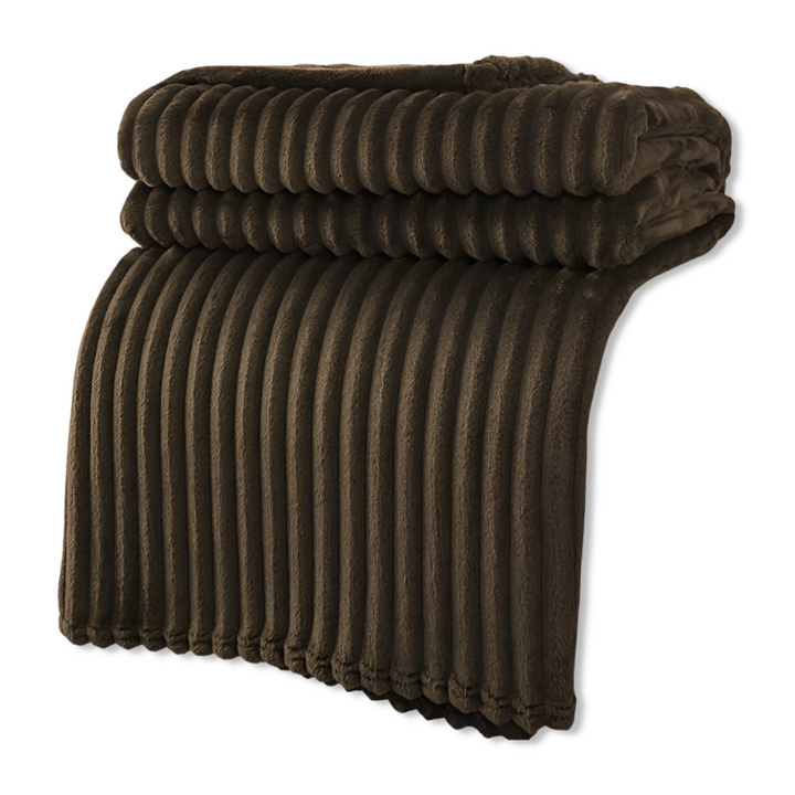 Striped fleece blanket – Thick plaid with ribbed texture for all seasons