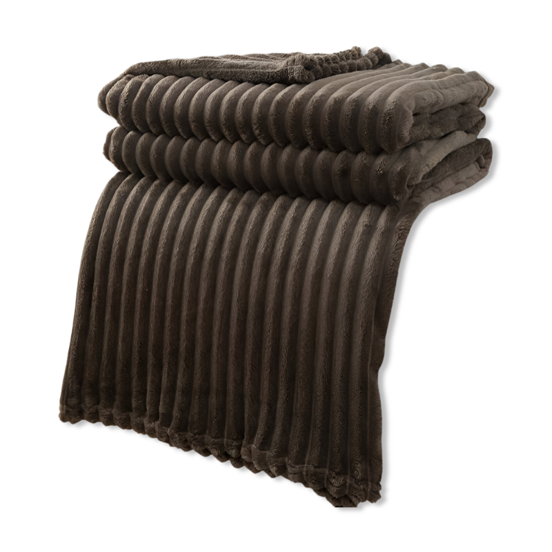 Striped fleece blanket – Thick plaid with ribbed texture for all seasons