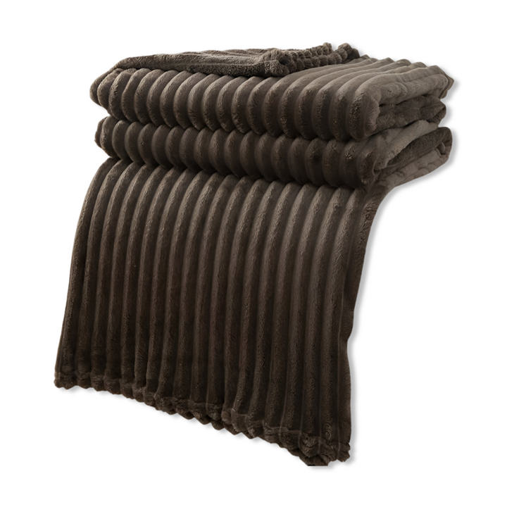 Striped fleece blanket – Thick plaid with ribbed texture for all seasons