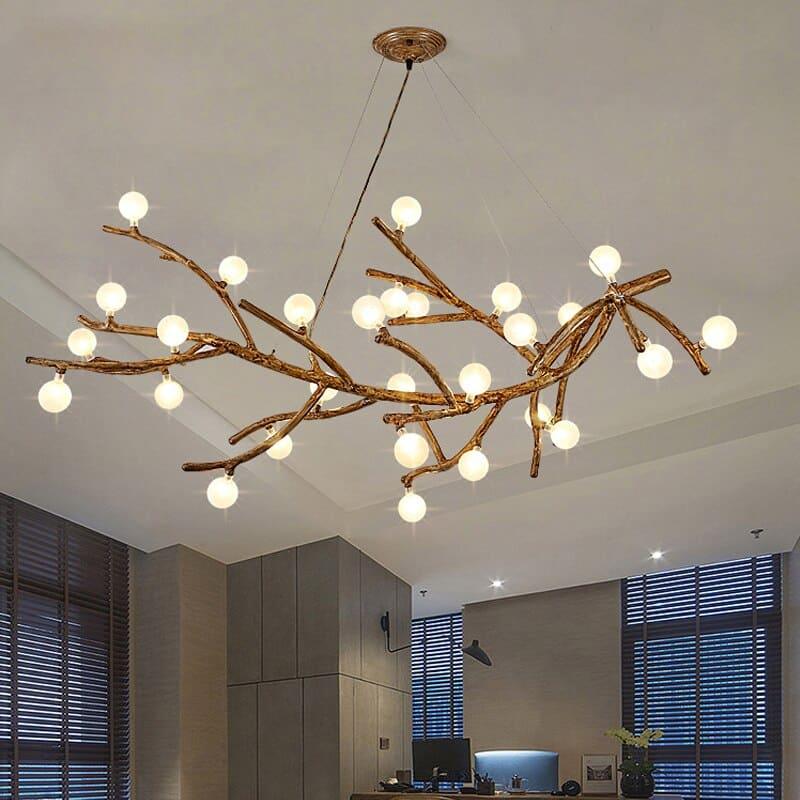 Aesthetic branch-shaped ceiling light made of wood