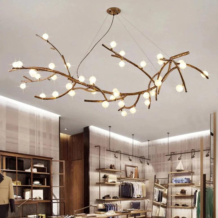 Aesthetic branch-shaped ceiling light made of wood