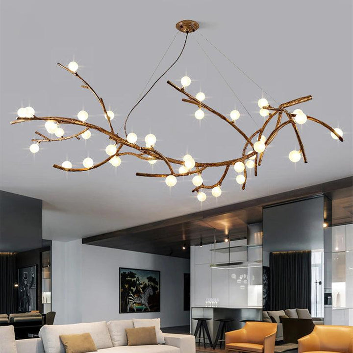 Aesthetic branch-shaped ceiling light made of wood
