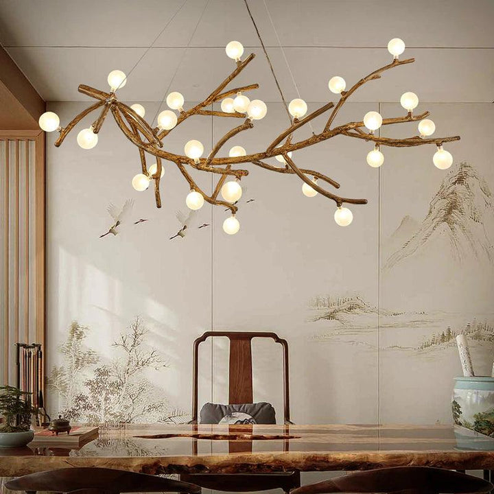 Aesthetic branch-shaped ceiling light made of wood
