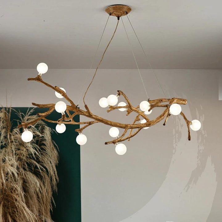 Aesthetic branch-shaped ceiling light made of wood