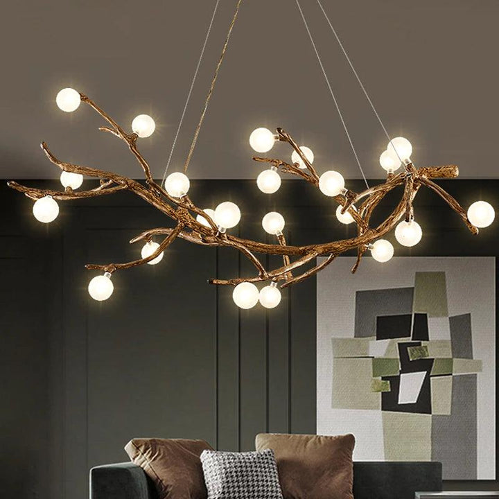 Aesthetic branch-shaped ceiling light made of wood