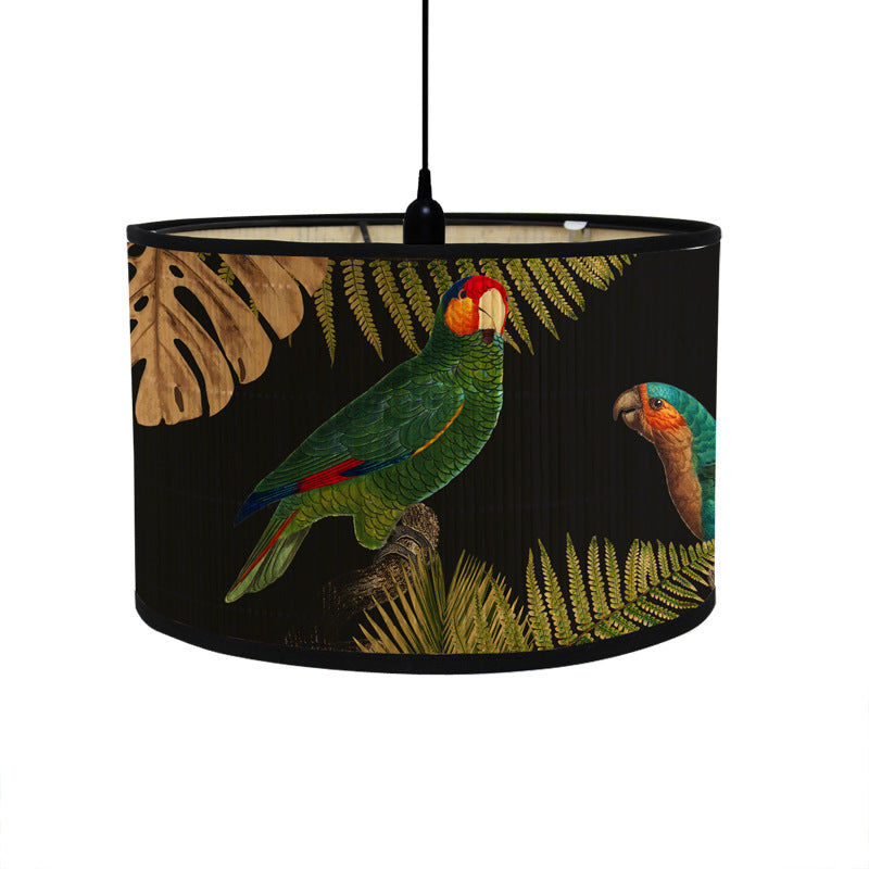 Tropical lampshade with animal motifs in vintage style – round &amp; decorative