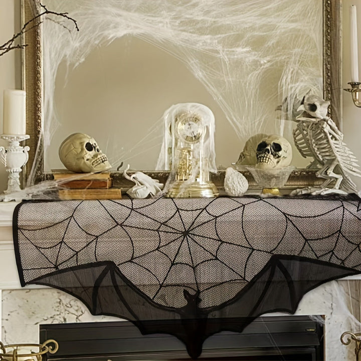 Black lace table runner for Halloween