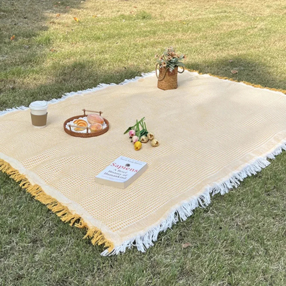Tischdecke aus Baumwolle und Leinen für Picknick im Freien