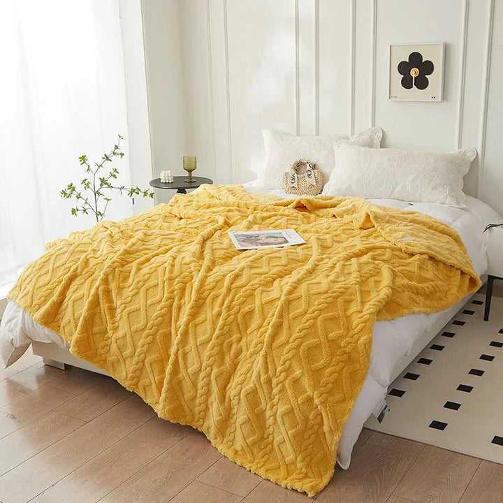 Wendbare Winterdecke aus Flanell und Teddyfleece im Wohnraum
