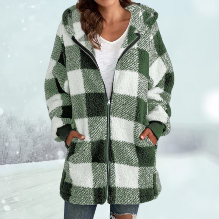 Women's Checkered Winter Jacket with Hood 