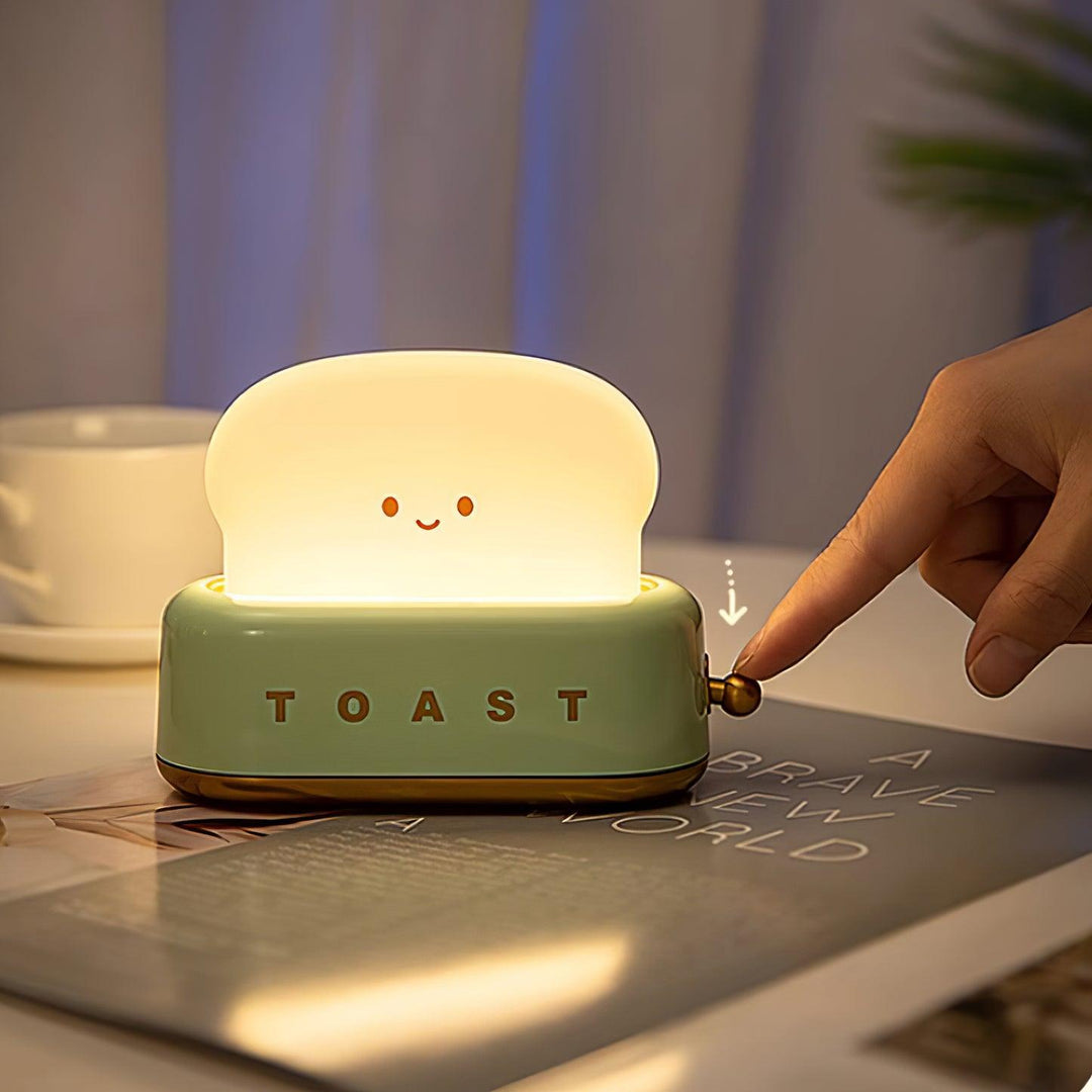 Toaster table lamp with integrated battery