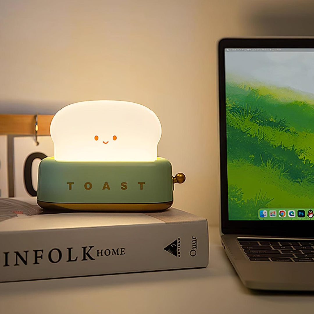 Toaster table lamp with integrated battery