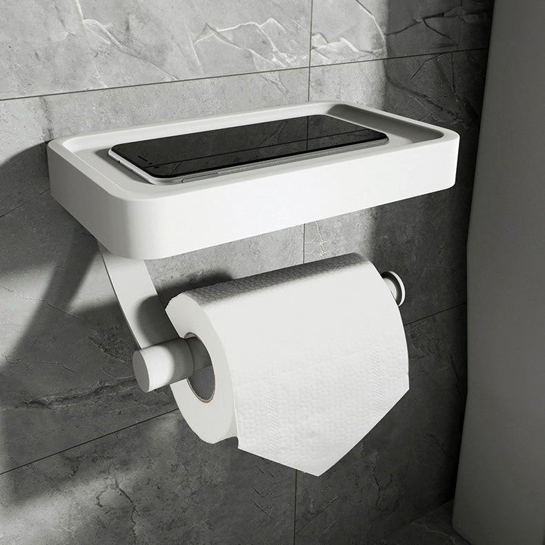 Toilet paper holder with shelf for wall mounting