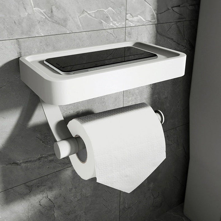 Toilet paper holder with shelf for wall mounting