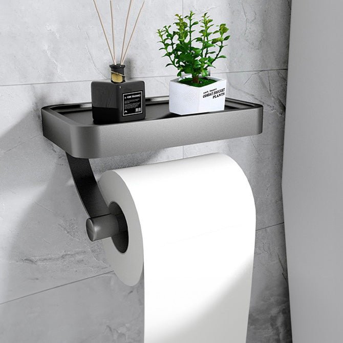 Toilet paper holder with shelf for wall mounting