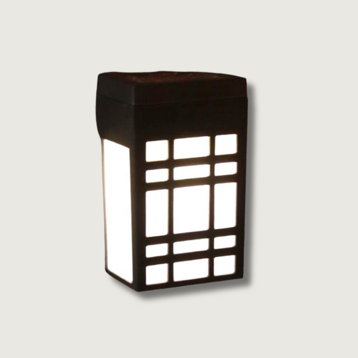 Minimalist, stylish solar wall light in Japanese design for garden and terrace