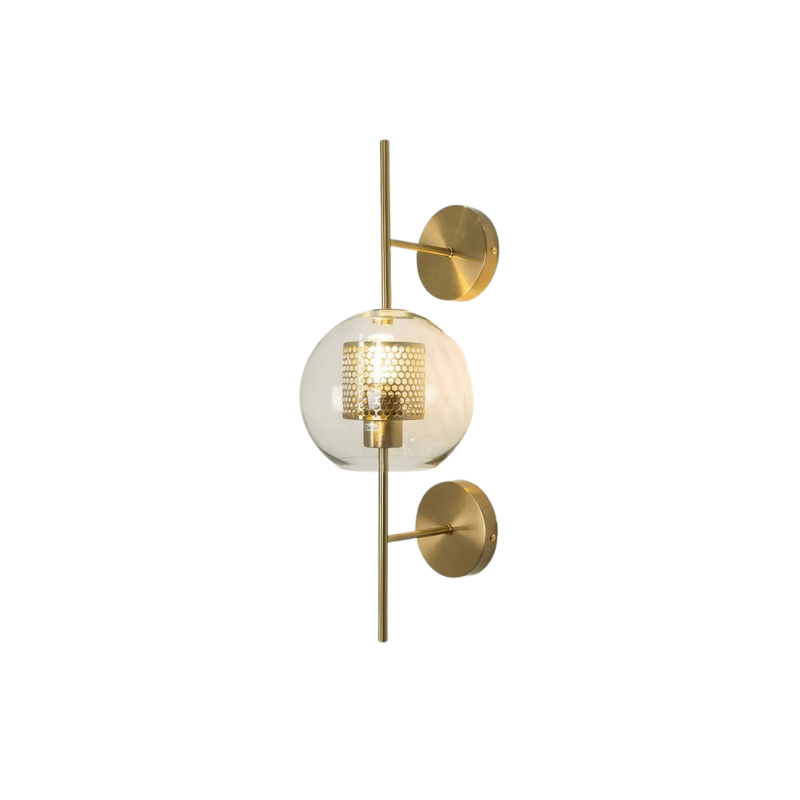 Wall lamp with honeycomb glass globe – Modern design with brass frame