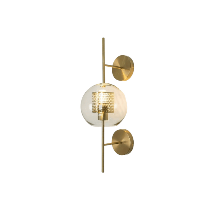 Wall lamp with honeycomb glass globe – Modern design with brass frame