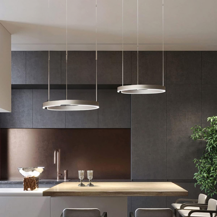 Modern LED pendant light in ring shape with ceiling mounting