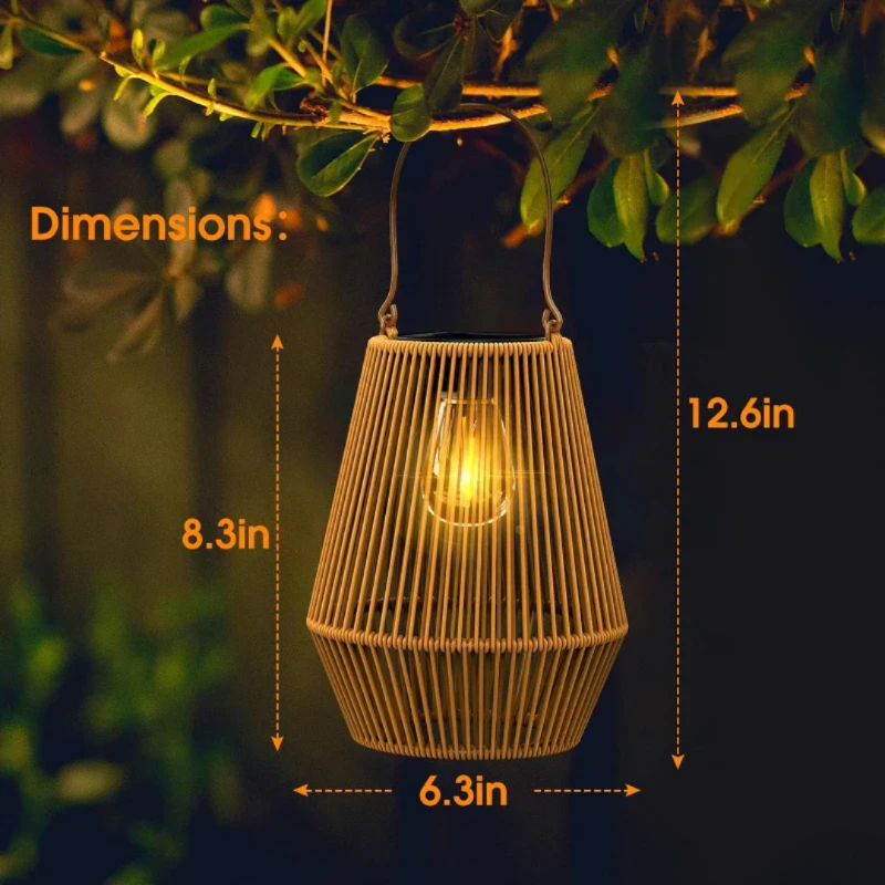 Handmade solar garden lantern made of rattan – weatherproof &amp; decorative