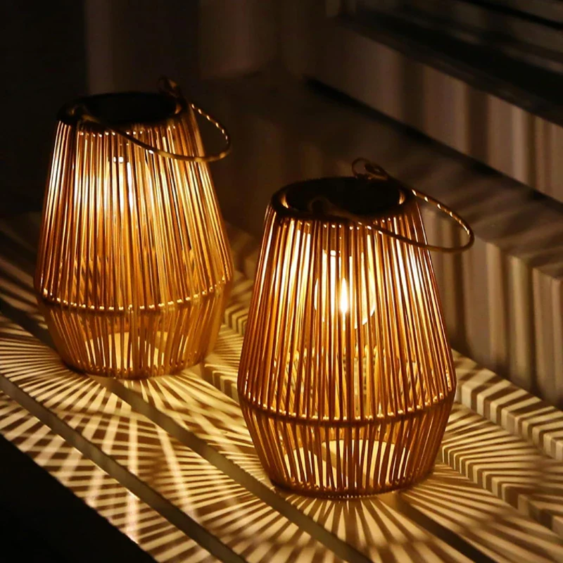 Handmade solar garden lantern made of rattan – weatherproof &amp; decorative