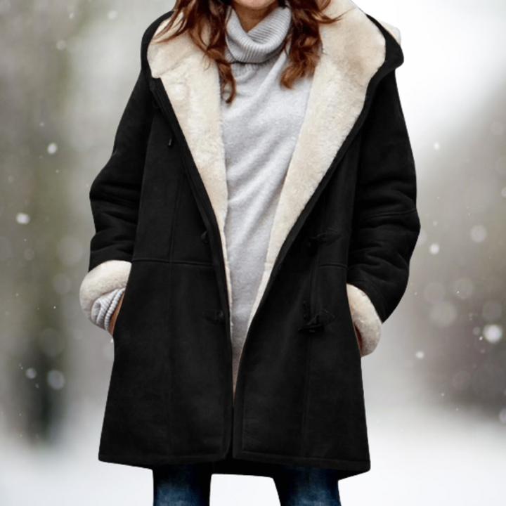 Women's Winter Coat with Hood and Mid-Length Cut