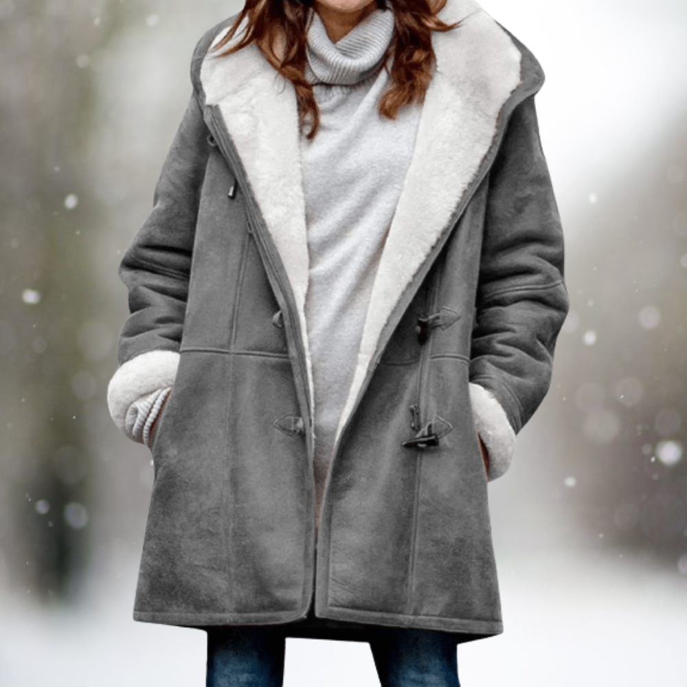 Women's Winter Coat with Hood and Mid-Length Cut