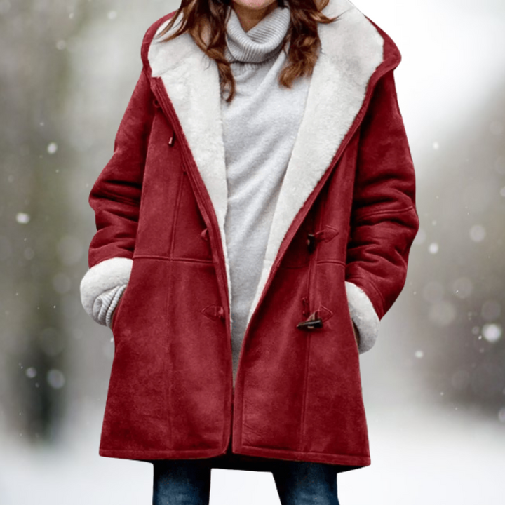 Women's Winter Coat with Hood and Mid-Length Cut