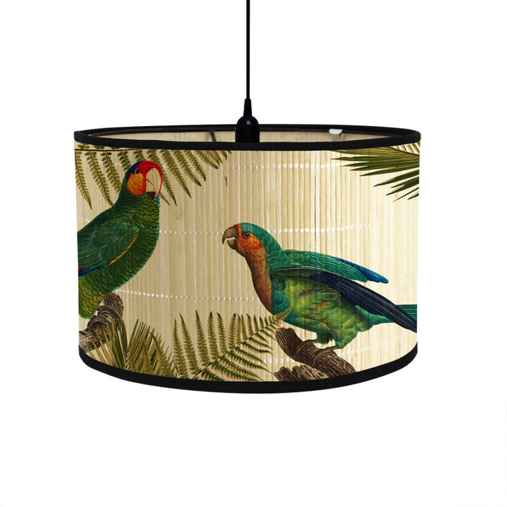 Tropical lampshade with animal motifs in vintage style – round &amp; decorative