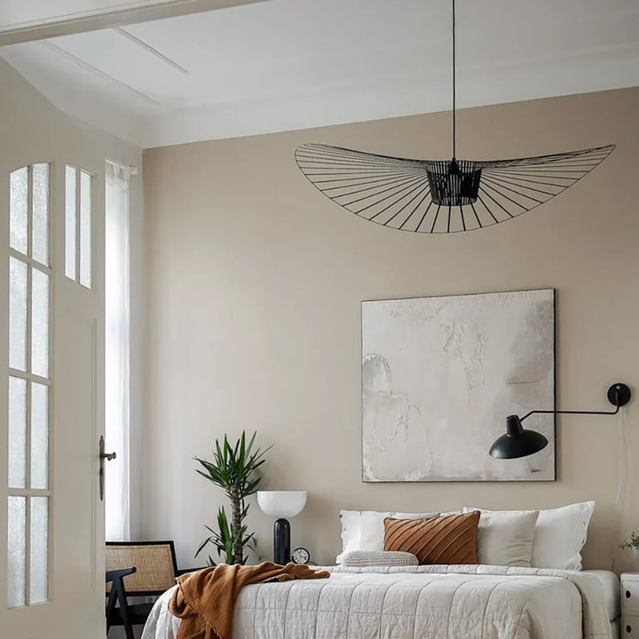 Vertigo LED pendant light in straw hat design – vintage, modern &amp; lightweight