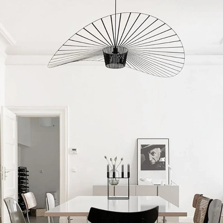 Vertigo LED pendant light in straw hat design – vintage, modern &amp; lightweight