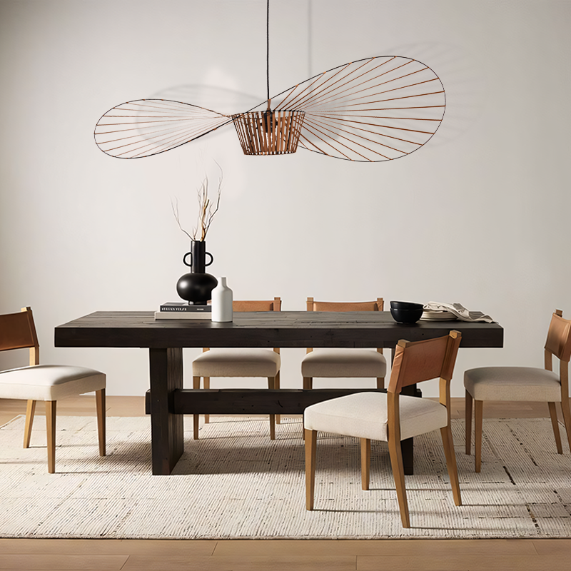 Vertigo LED pendant light in straw hat design – vintage, modern &amp; lightweight