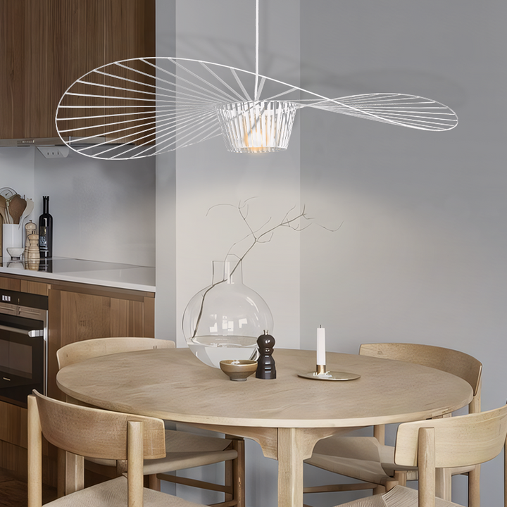 Vertigo LED pendant light in straw hat design – vintage, modern &amp; lightweight