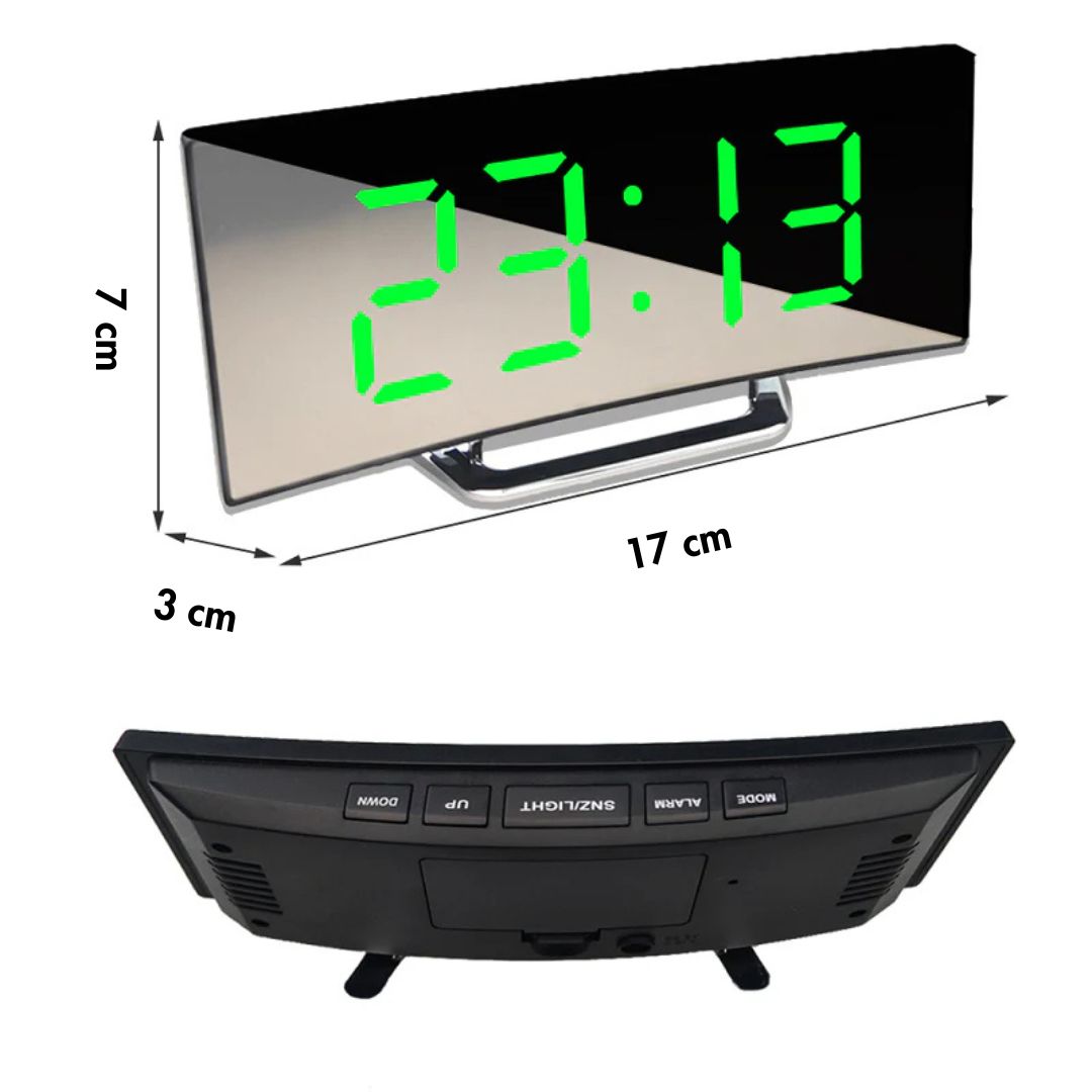 CurveClock LED alarm clock with large display – dimmable, quiet &amp; modern