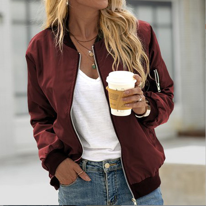 Women's Bomber Jacket with Classic Design 