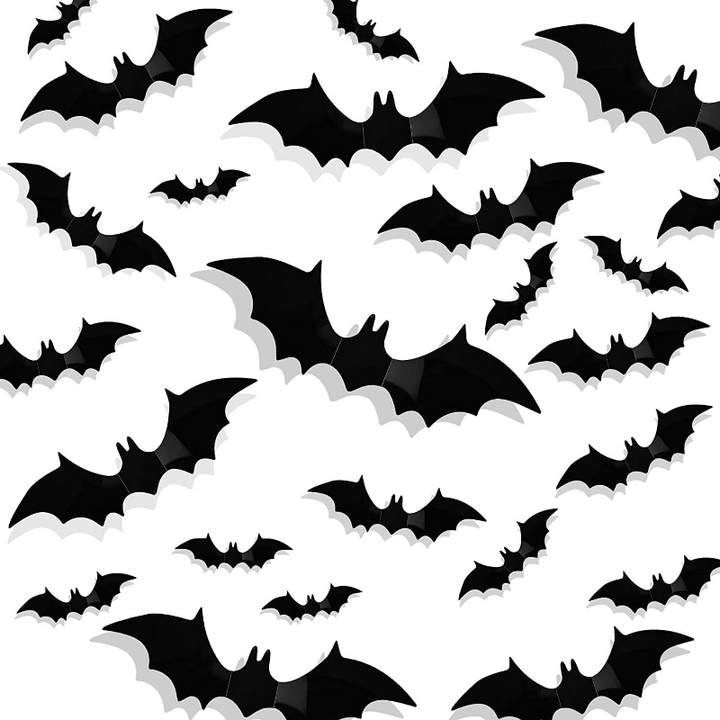 3D Bat Wall Stickers for Halloween – Spooky Wall Decoration for Parties &amp; Home