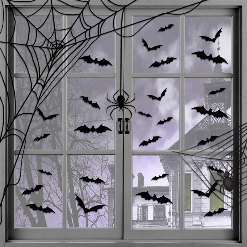 3D Bat Wall Stickers for Halloween – Spooky Wall Decoration for Parties &amp; Home