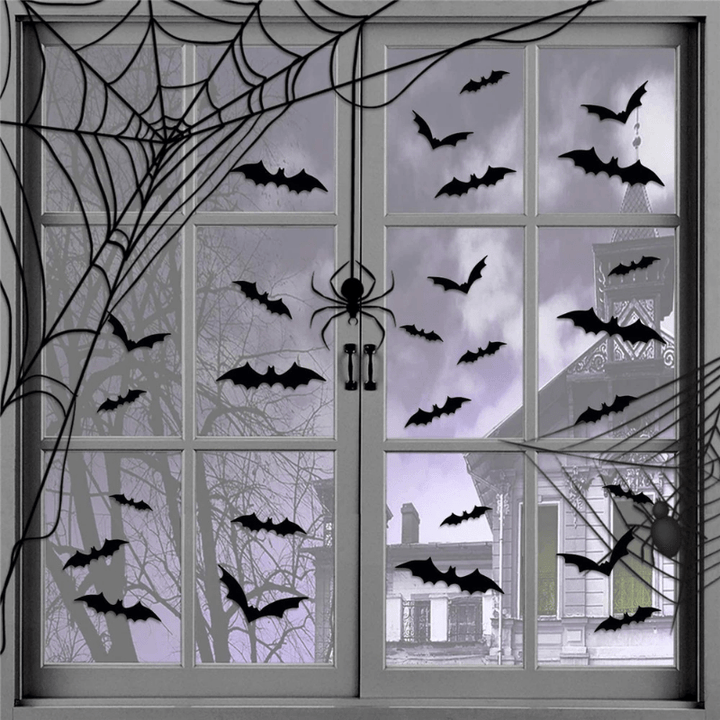 3D Bat Wall Stickers for Halloween – Spooky Wall Decoration for Parties &amp; Home